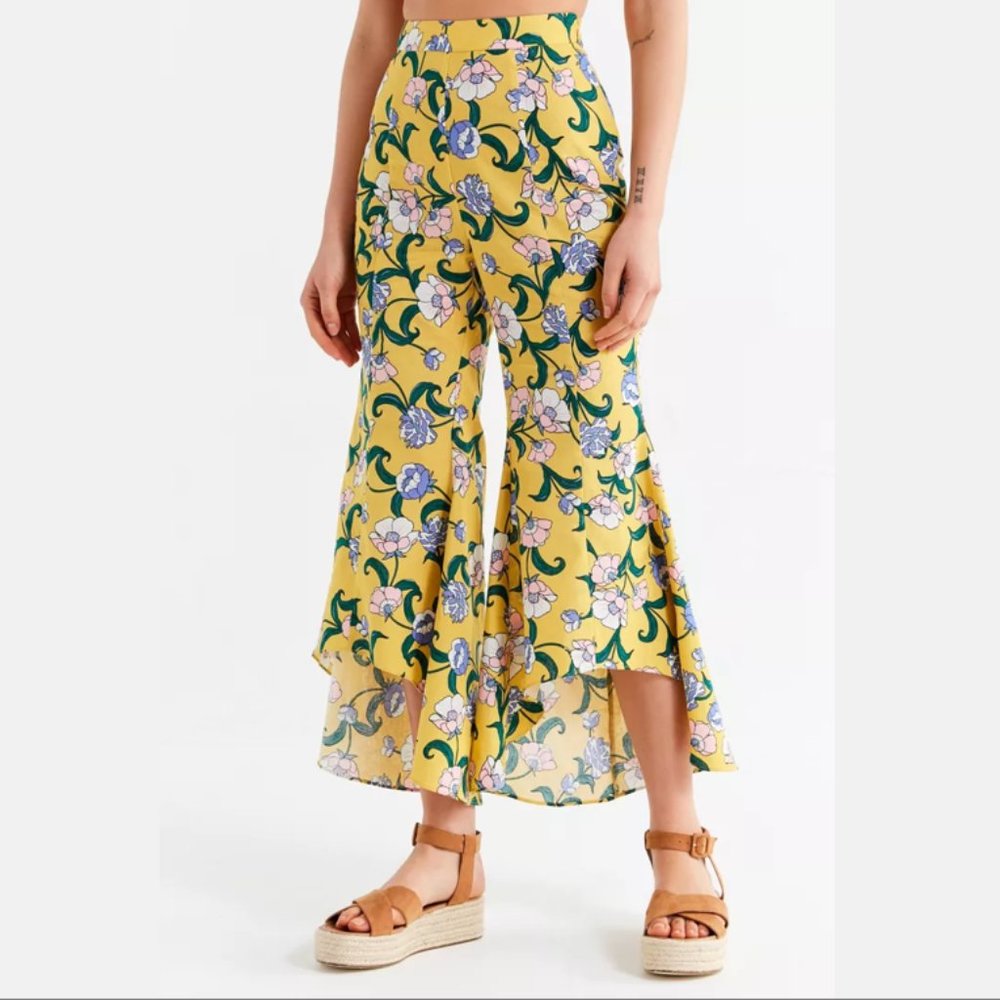 Moon River floral high rise bell bottom flares